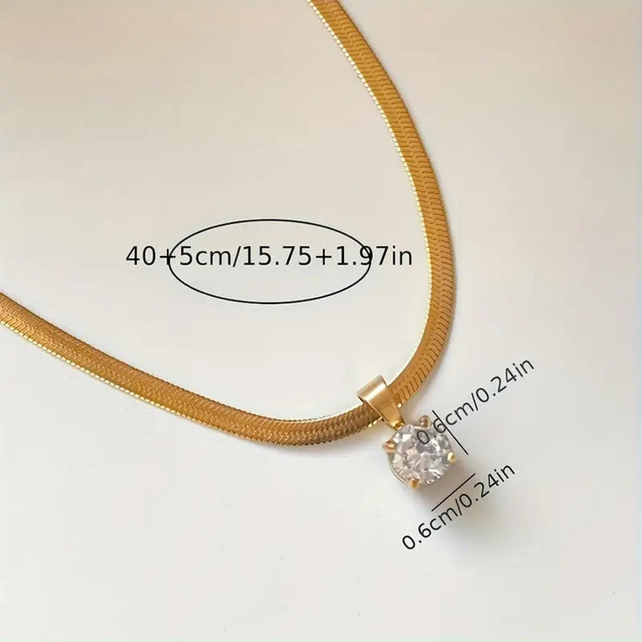 Gold Rhinestone Pendant Necklace - Elegant Design