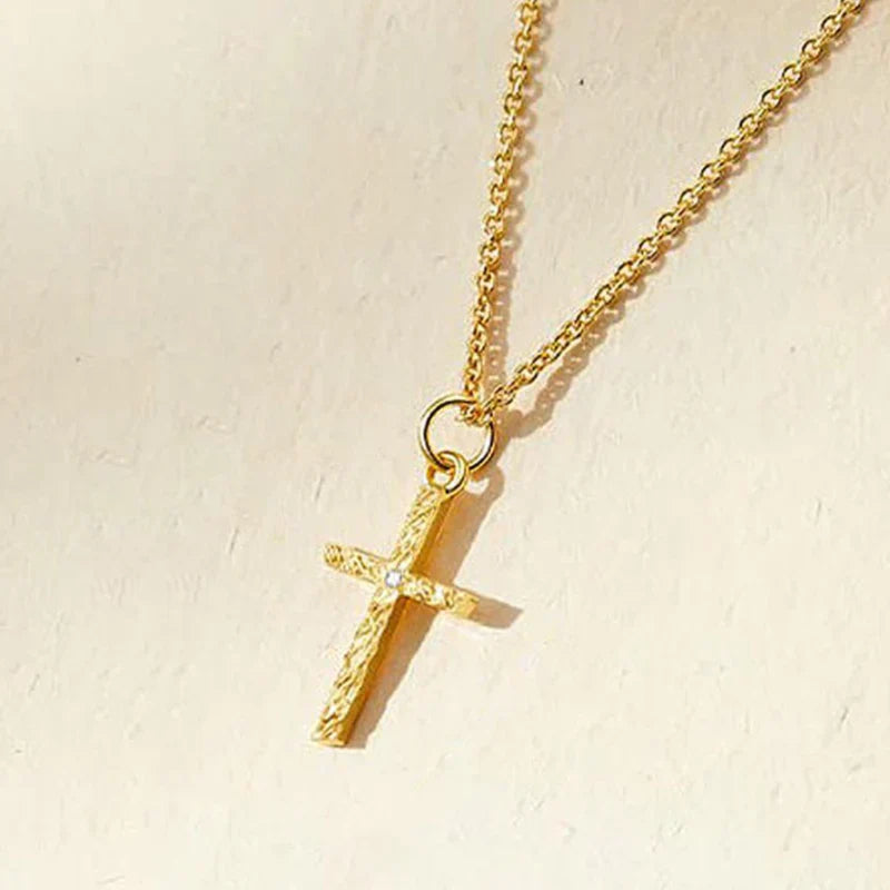 Gold Cross Initial Necklace Set