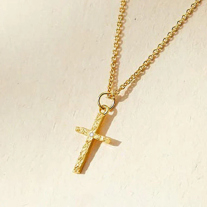 Gold Cross Initial Necklace Set