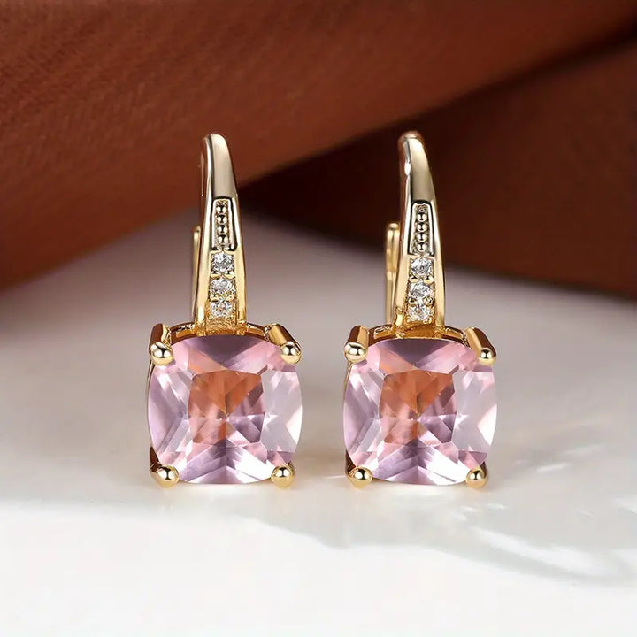 Gold Mystic Stone Hoop Earrings