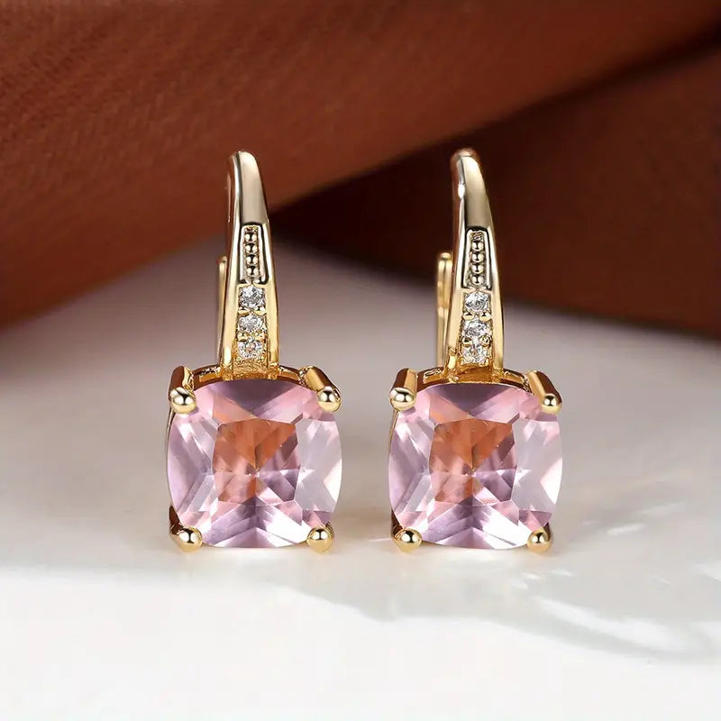 Gold Hoop Earrings with Mystic Sapphire Stones