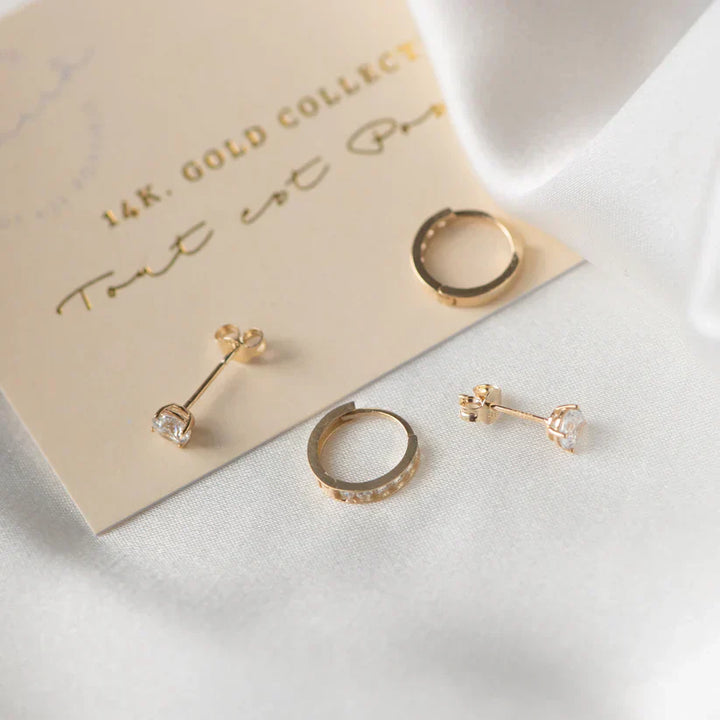 Dara Brillane Gold Stone Earrings Set