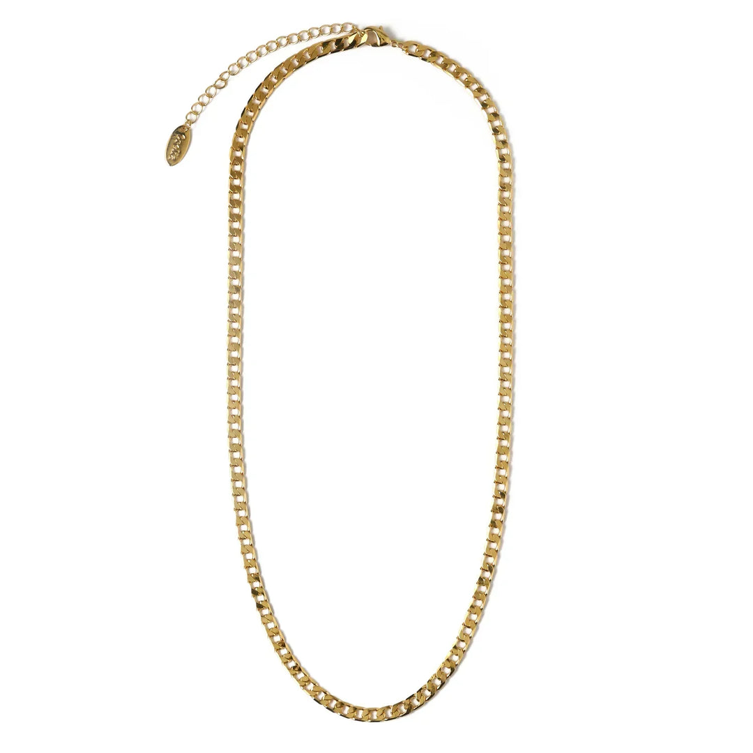 Gold Flat Link Curb Chain Necklace