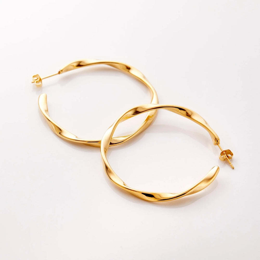 Twisted Gold Hoop Earrings
