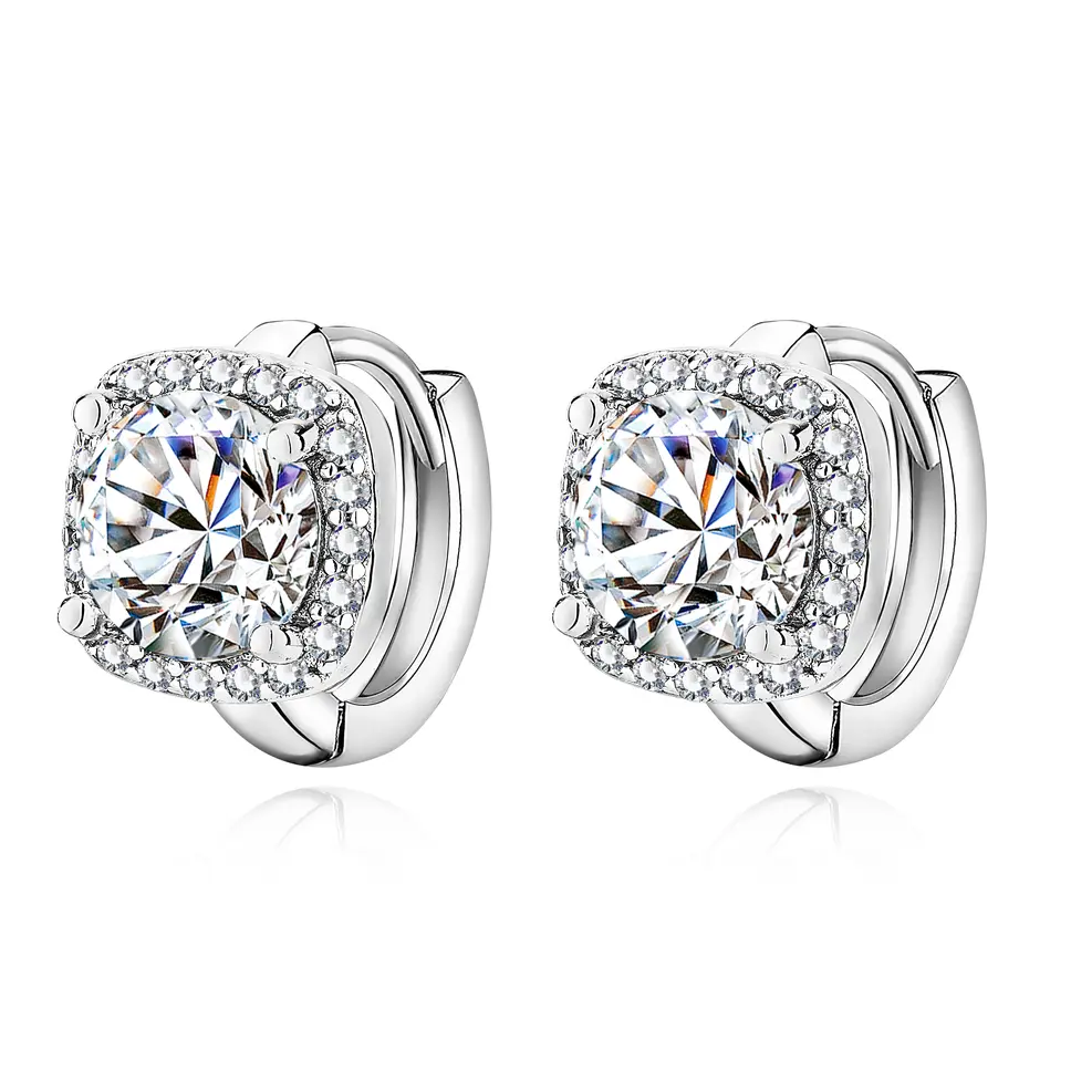 Nadine Square Earrings in White Gold