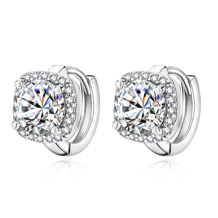Nadine Square Earrings in White Gold