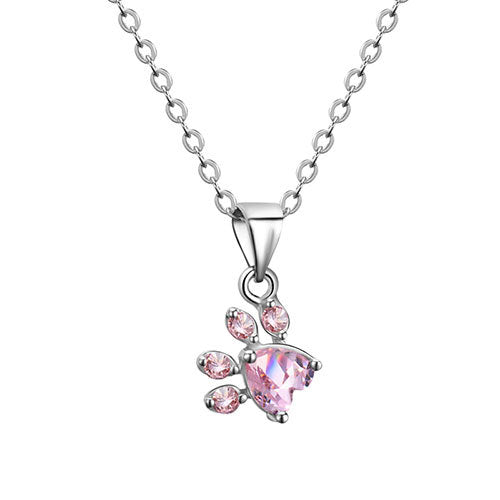 4-Piece Rose Gold Paw Jewelry Set with Zirconia Heart (Ring, Necklace, Earrings, Bracelet)
