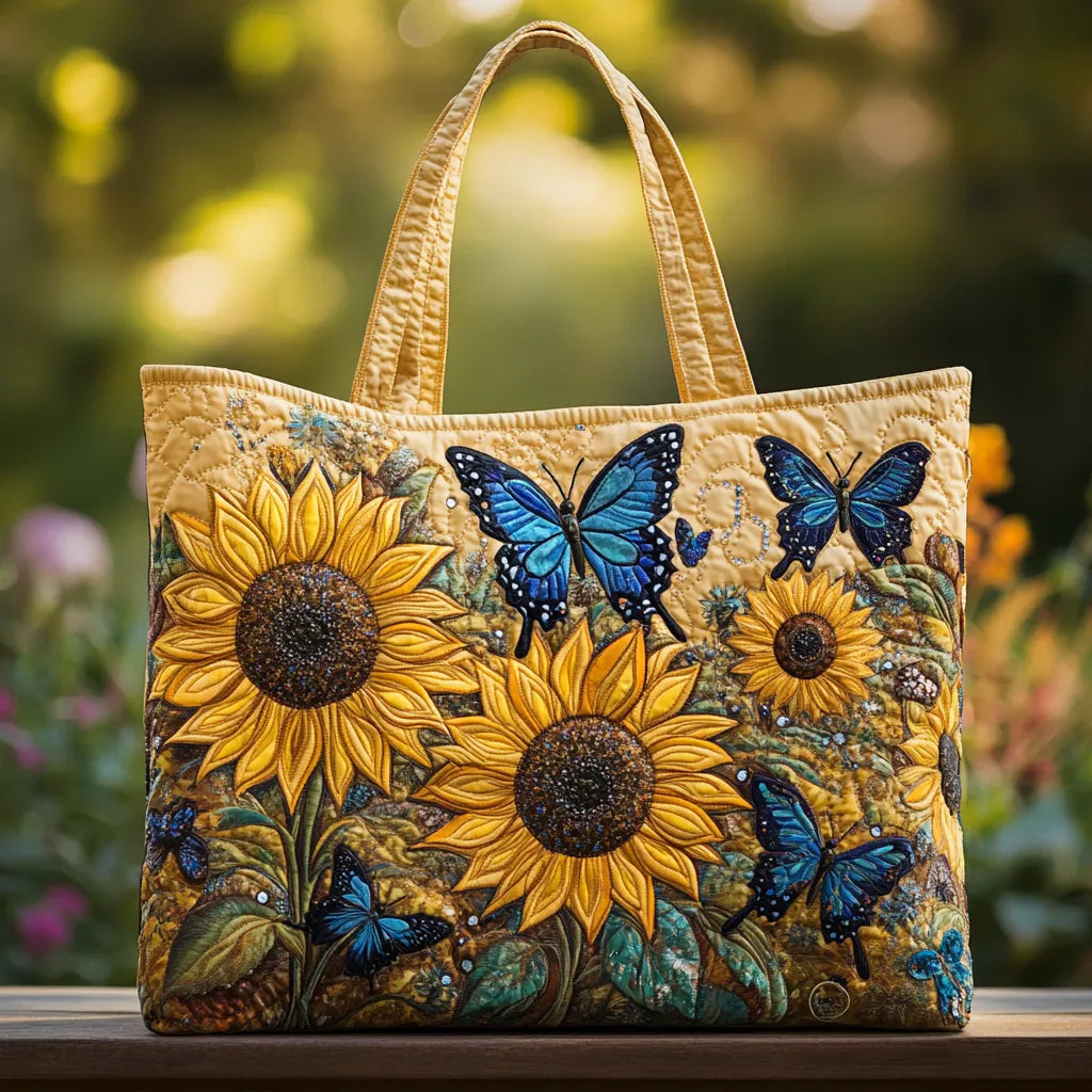 Handcrafted Bag - Sunflower & Blue Butterfly Design