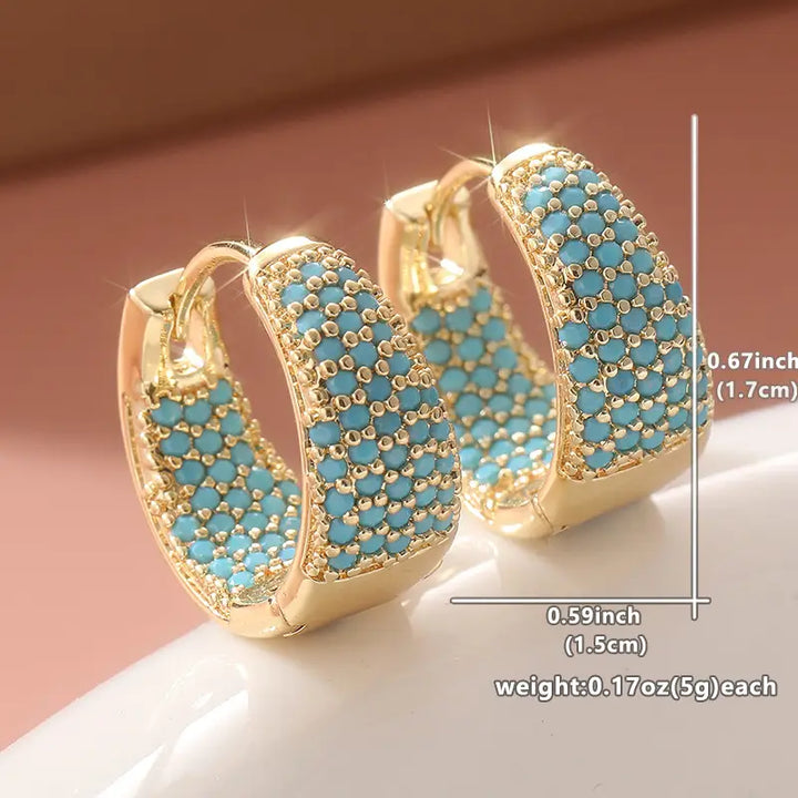 Gold-Toned Hoop Earrings with Turquoise Beads