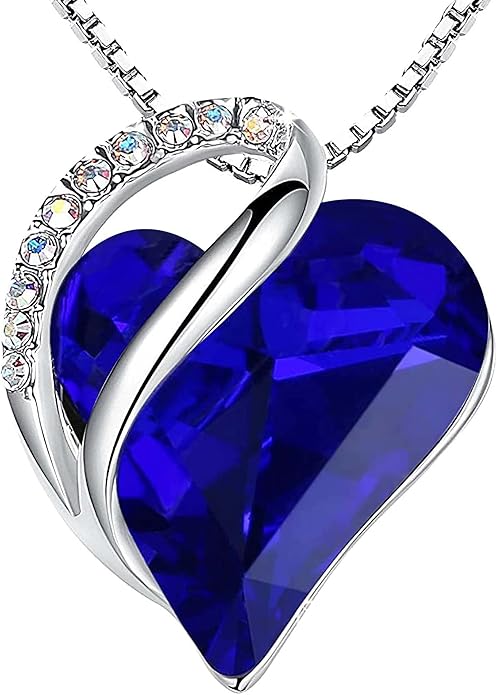 White Gold Infinity Heart Sapphire Pendant Necklace