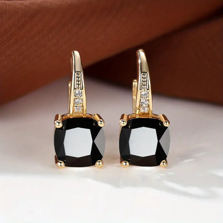 Gold Hoop Earrings with Mystic Sapphire Stones