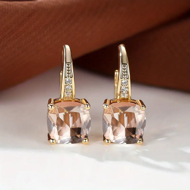 Gold Hoop Earrings with Mystic Sapphire Stones