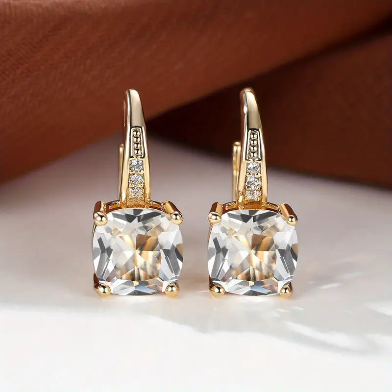 Gold Hoop Earrings with Mystic Sapphire Stones