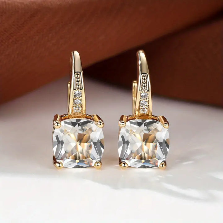 Gold Hoop Earrings with Mystic Sapphire Stones
