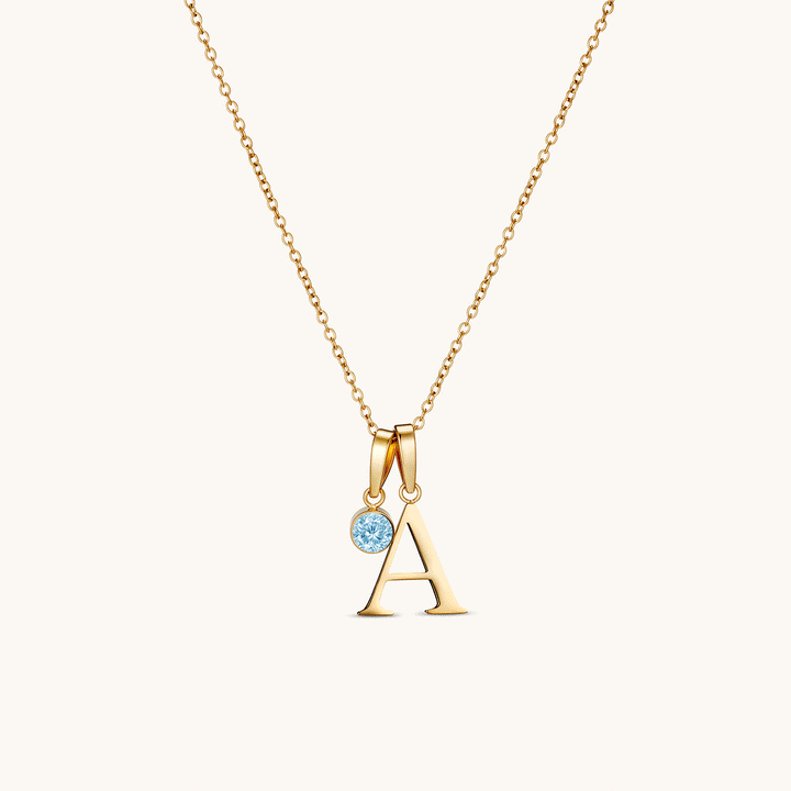 Birthstone Initial Necklace