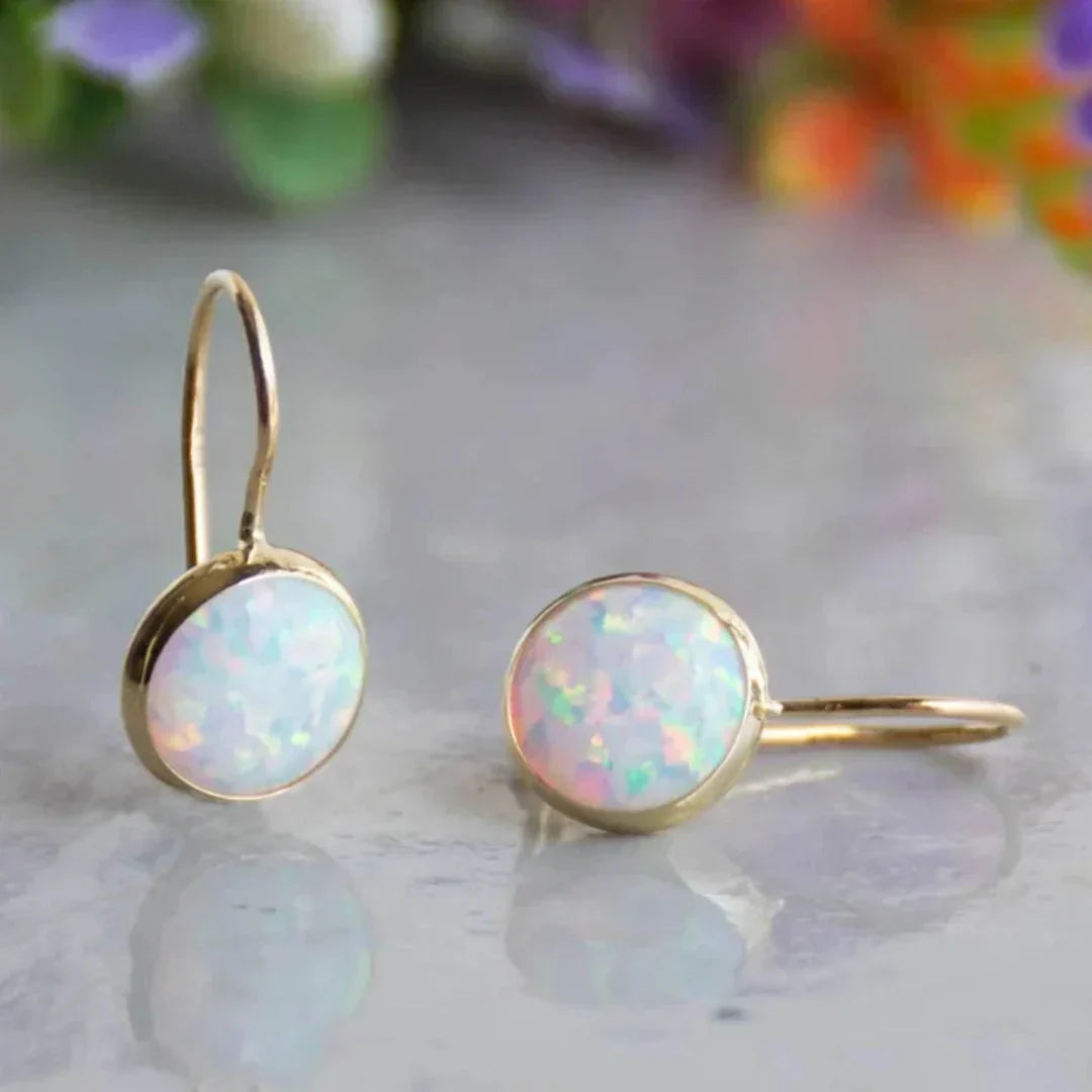 Vintage Gold Opal Glow Earrings