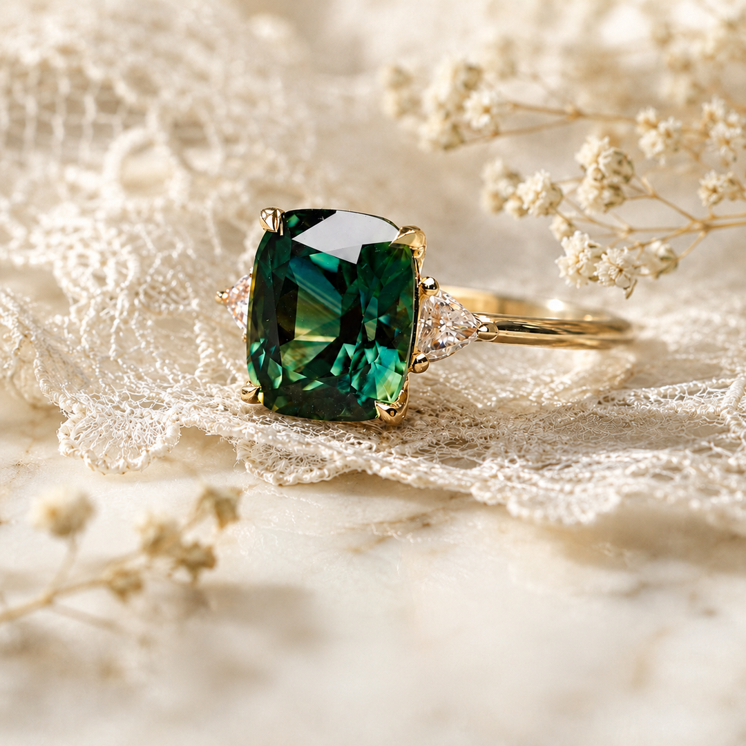 Vintage-Inspired Green Gemstone Ring