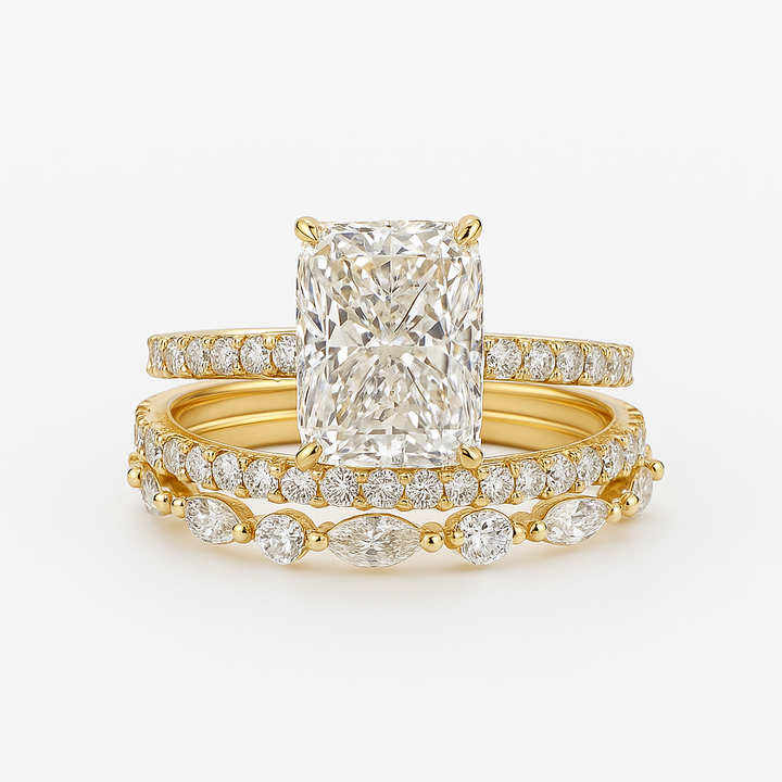 Jaily 3-Piece Wedding Ring Set in White Gold