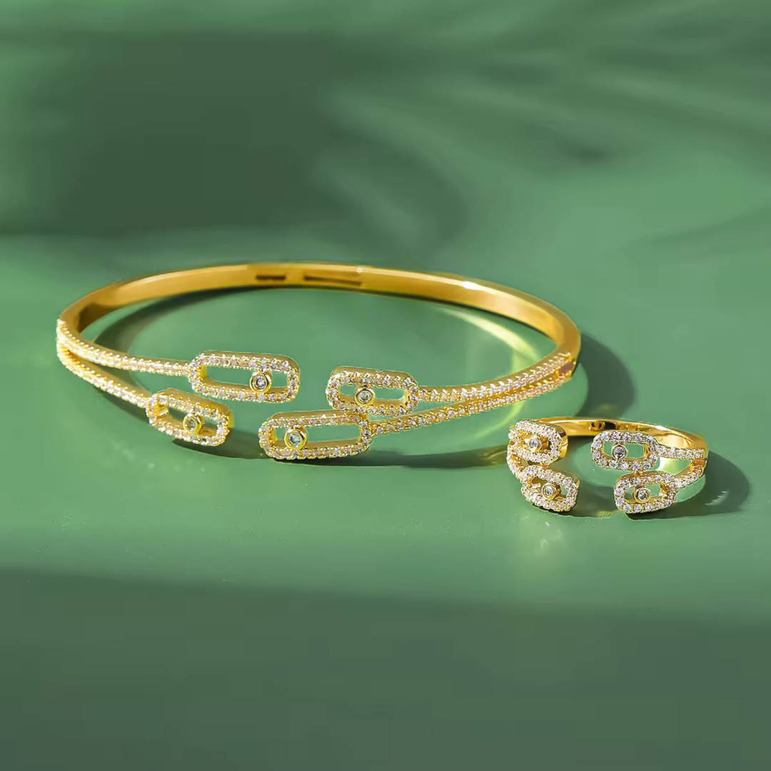 Chic Open Zircon Ring & Bracelet Set