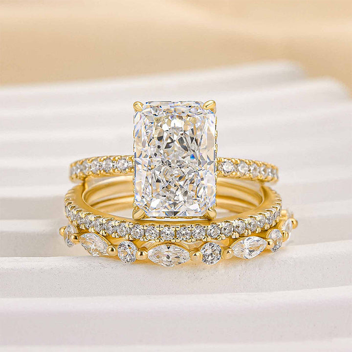 Jaily 3-Piece Wedding Ring Set in White Gold