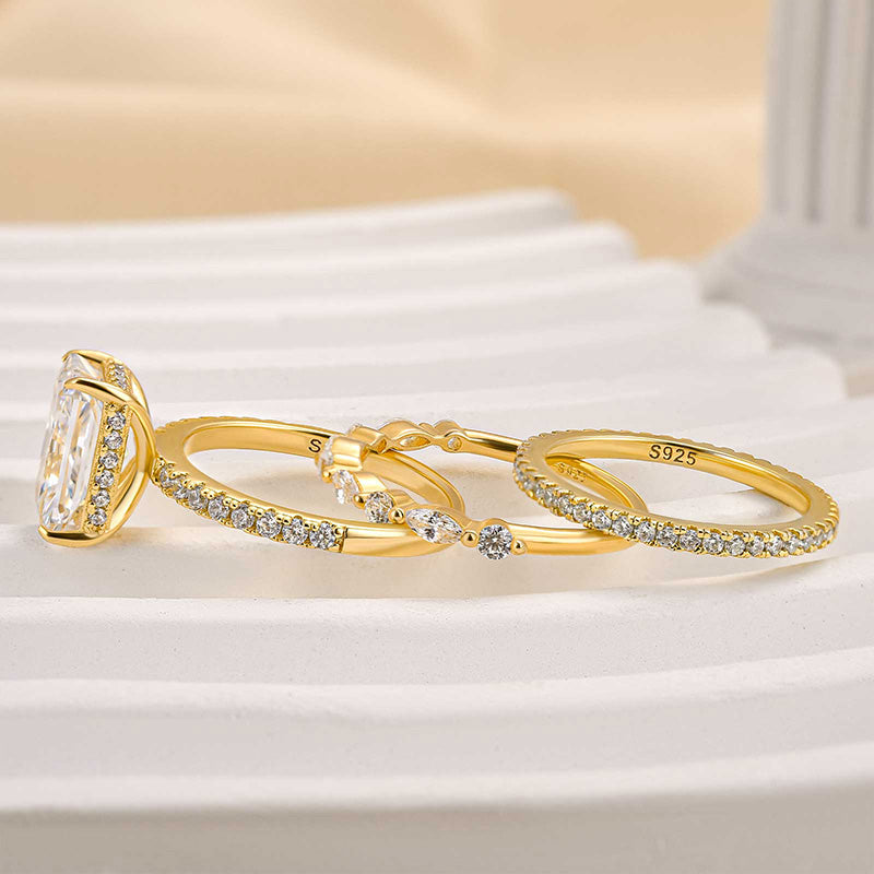 Jaily 3-Piece Wedding Ring Set in White Gold