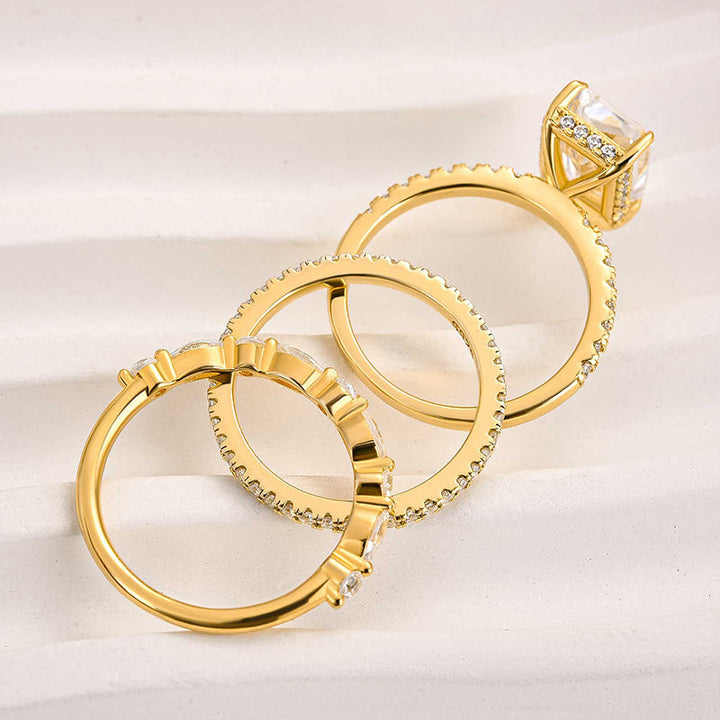 Jaily 3-Piece Wedding Ring Set in White Gold