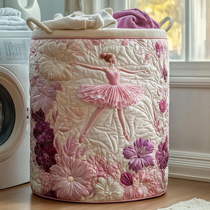 Chic Quilted Ballerina Laundry Basket