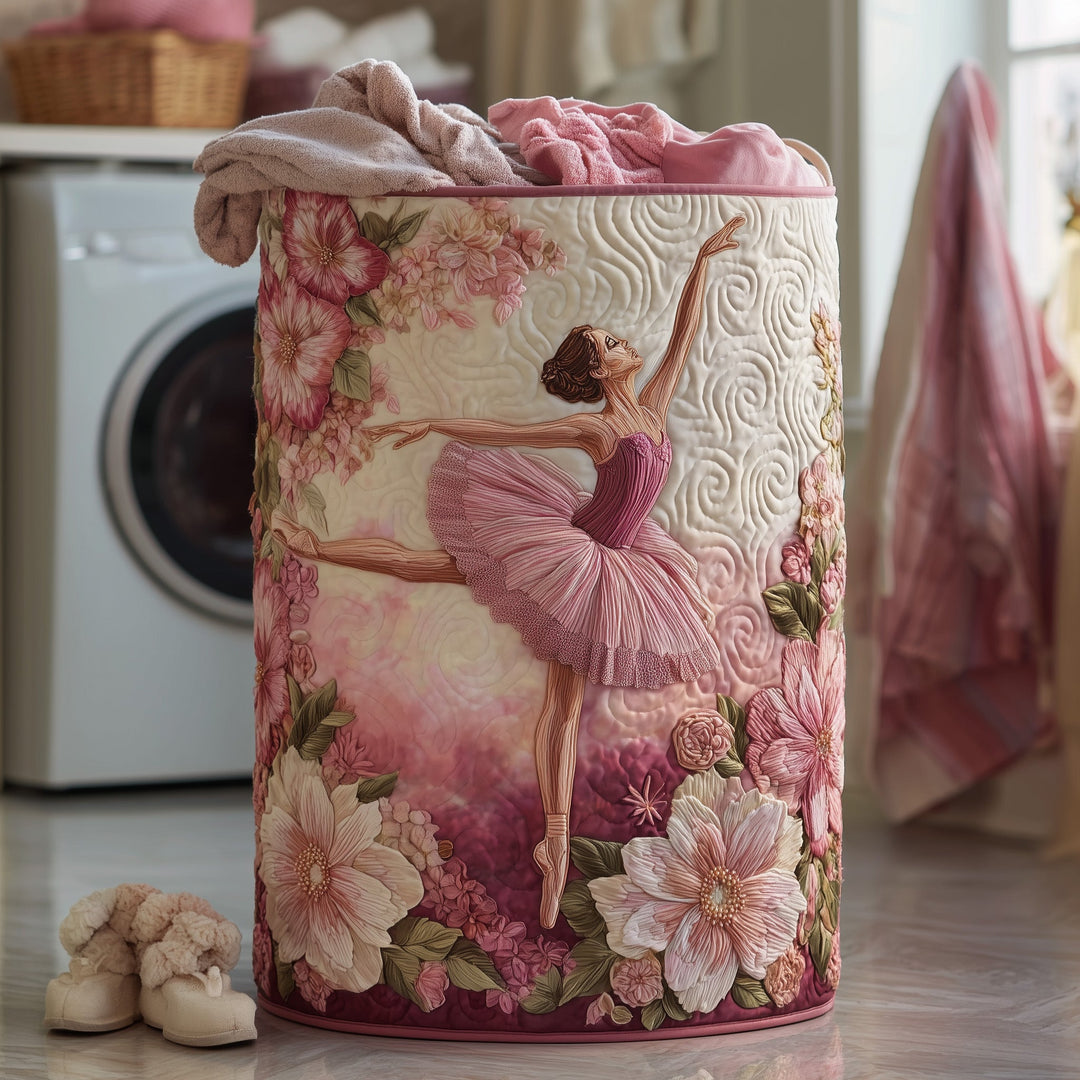 Chic Quilted Ballerina Laundry Basket