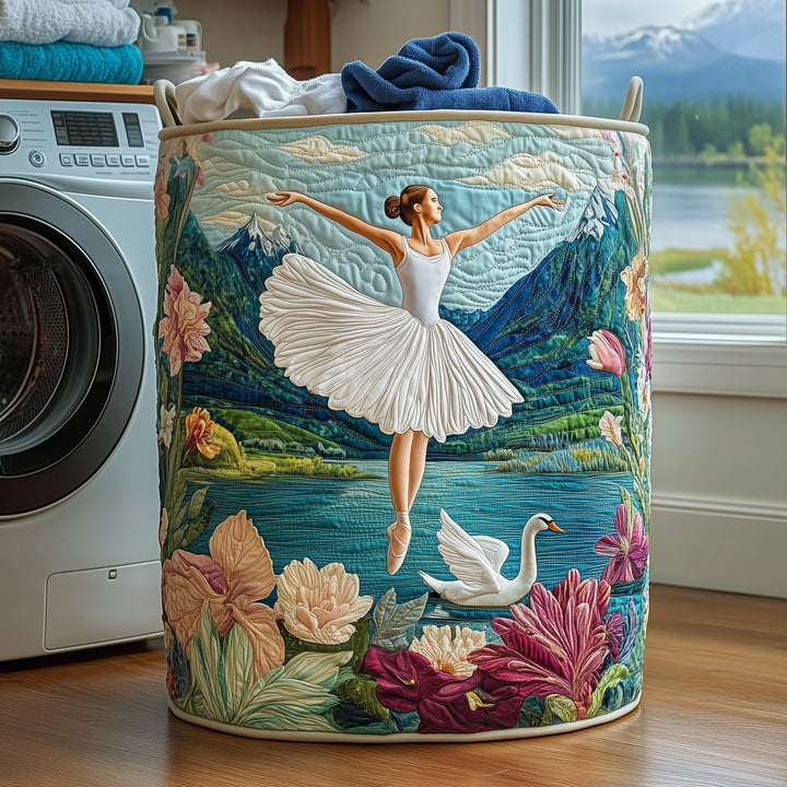 Chic Quilted Ballerina Laundry Basket