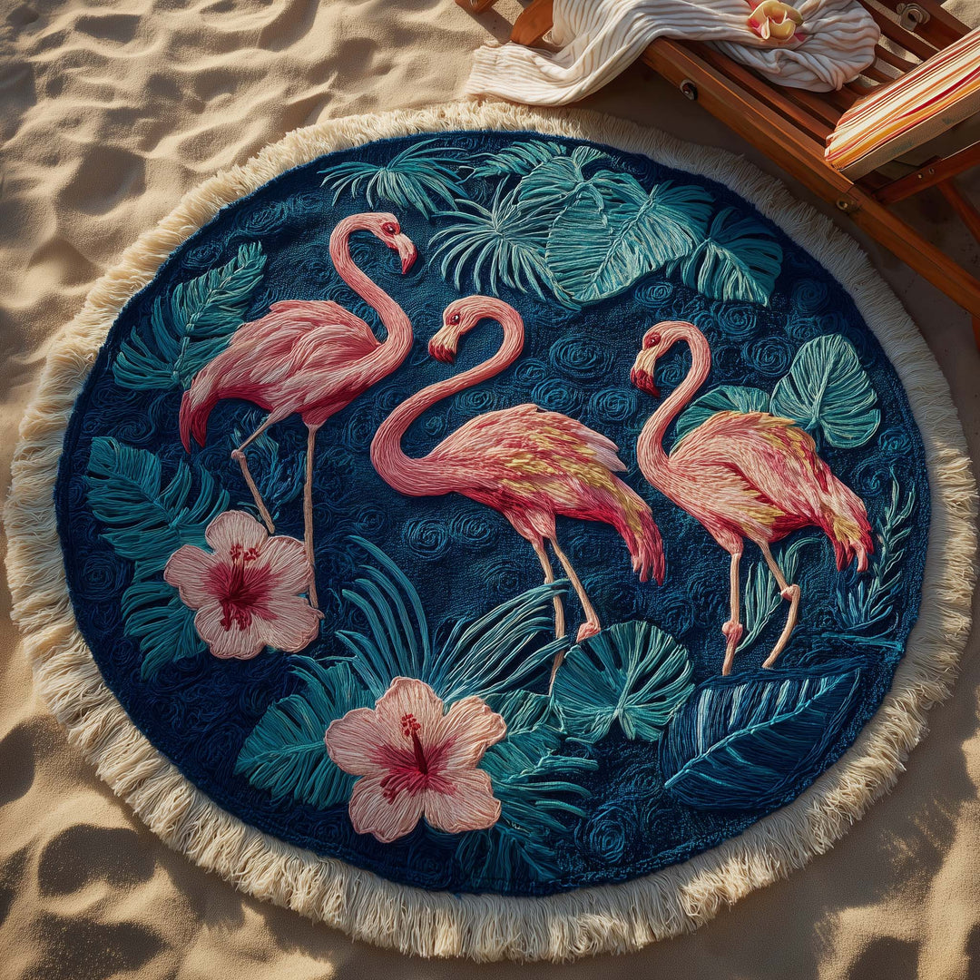 Round Beach Towel Flamingo de Minuit