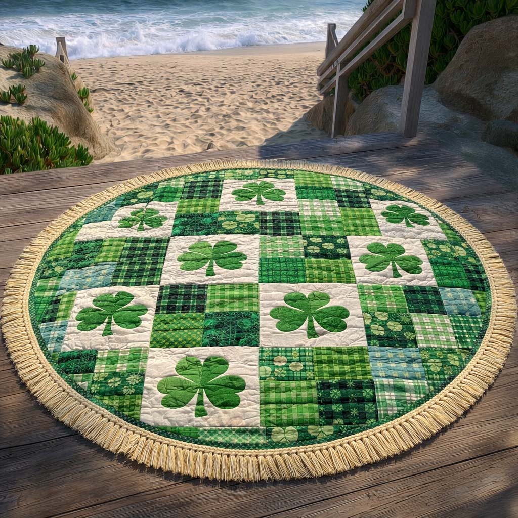 Round Beach Towel Patchwork Trèfle