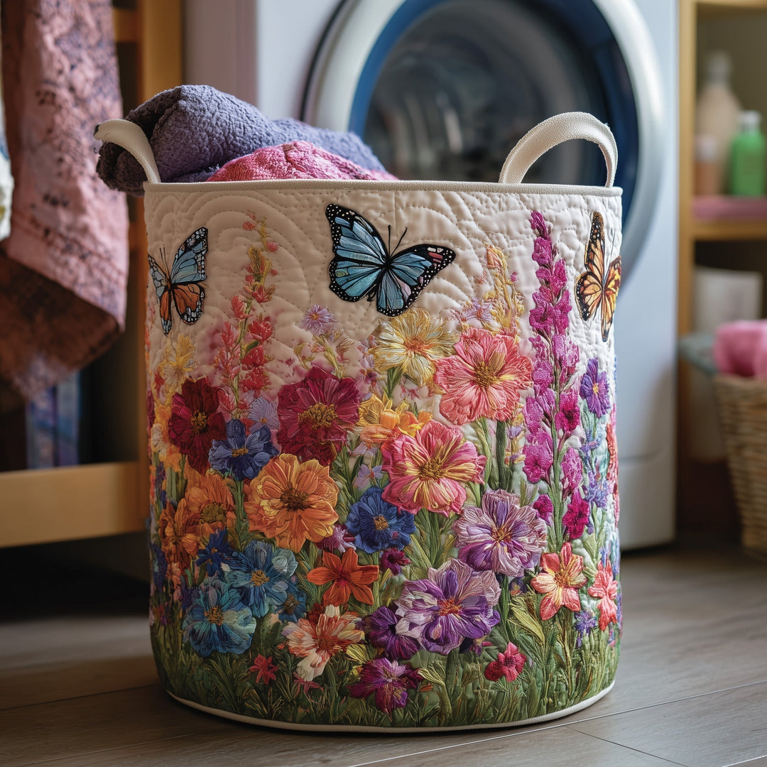 Butterfly Pattern Quilted Laundry Hamper