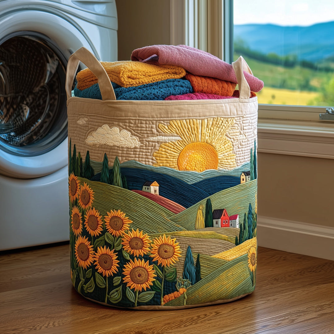 Sunflower Sky Quilted Laundry Basket