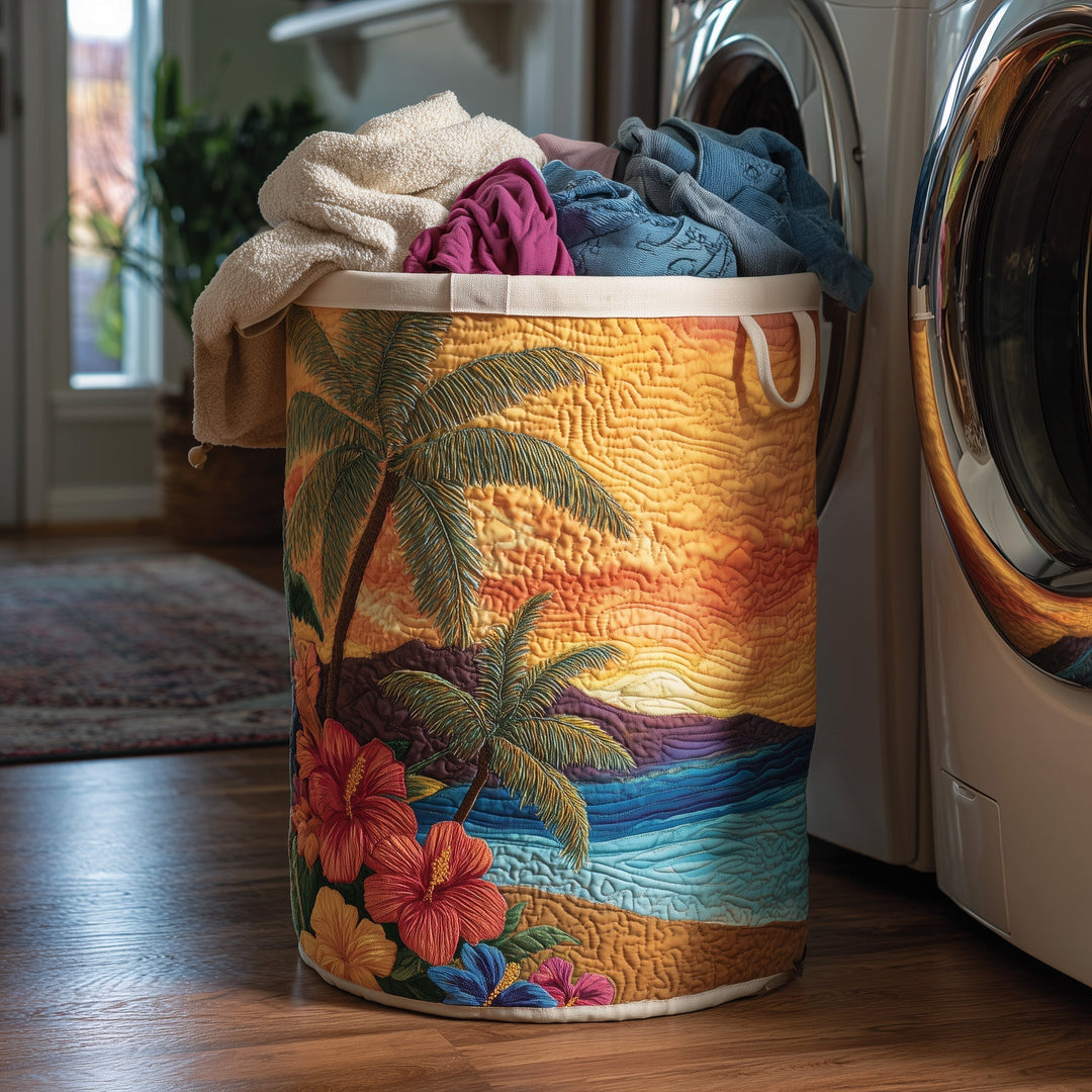 Ocean Breeze Quilted Laundry Hamper