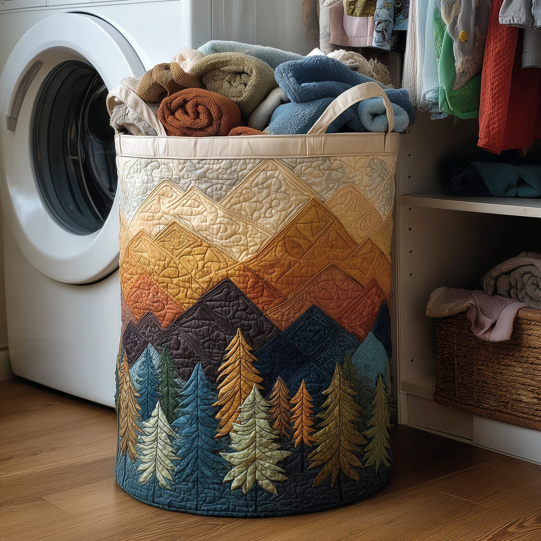 Forest Landscape Quilted Laundry Basket