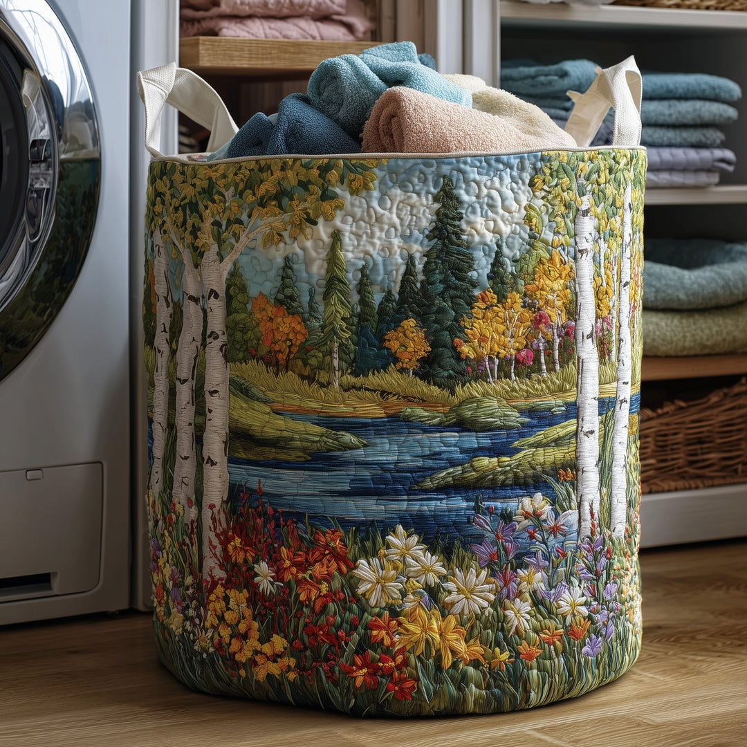 Birch Forest Quilted Laundry Basket