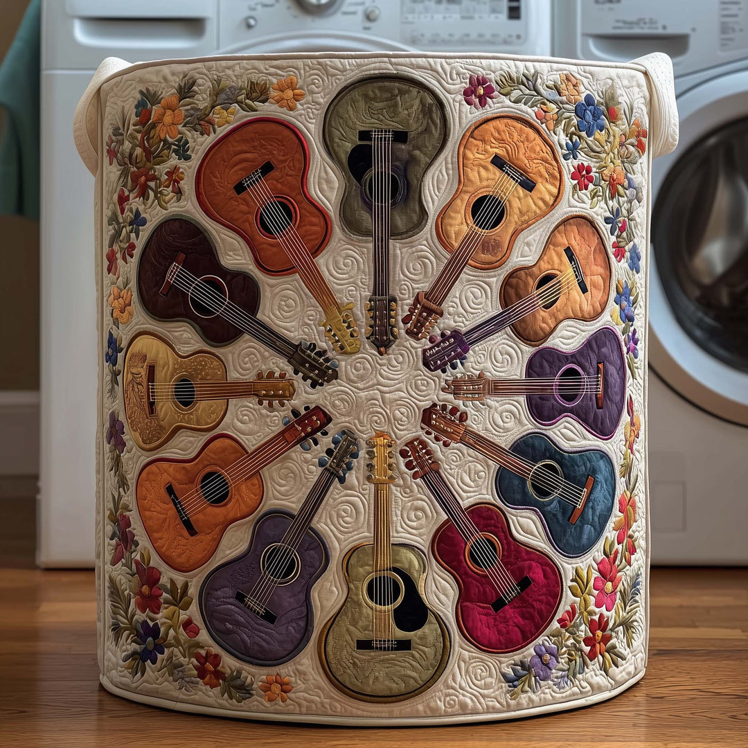 Quilted Guitar Circle Laundry Basket