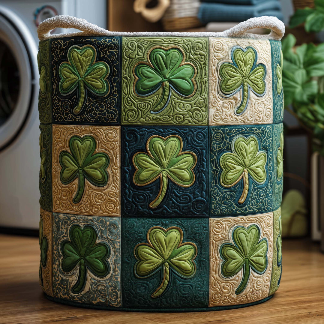 Quilted Clover Grid Laundry Basket