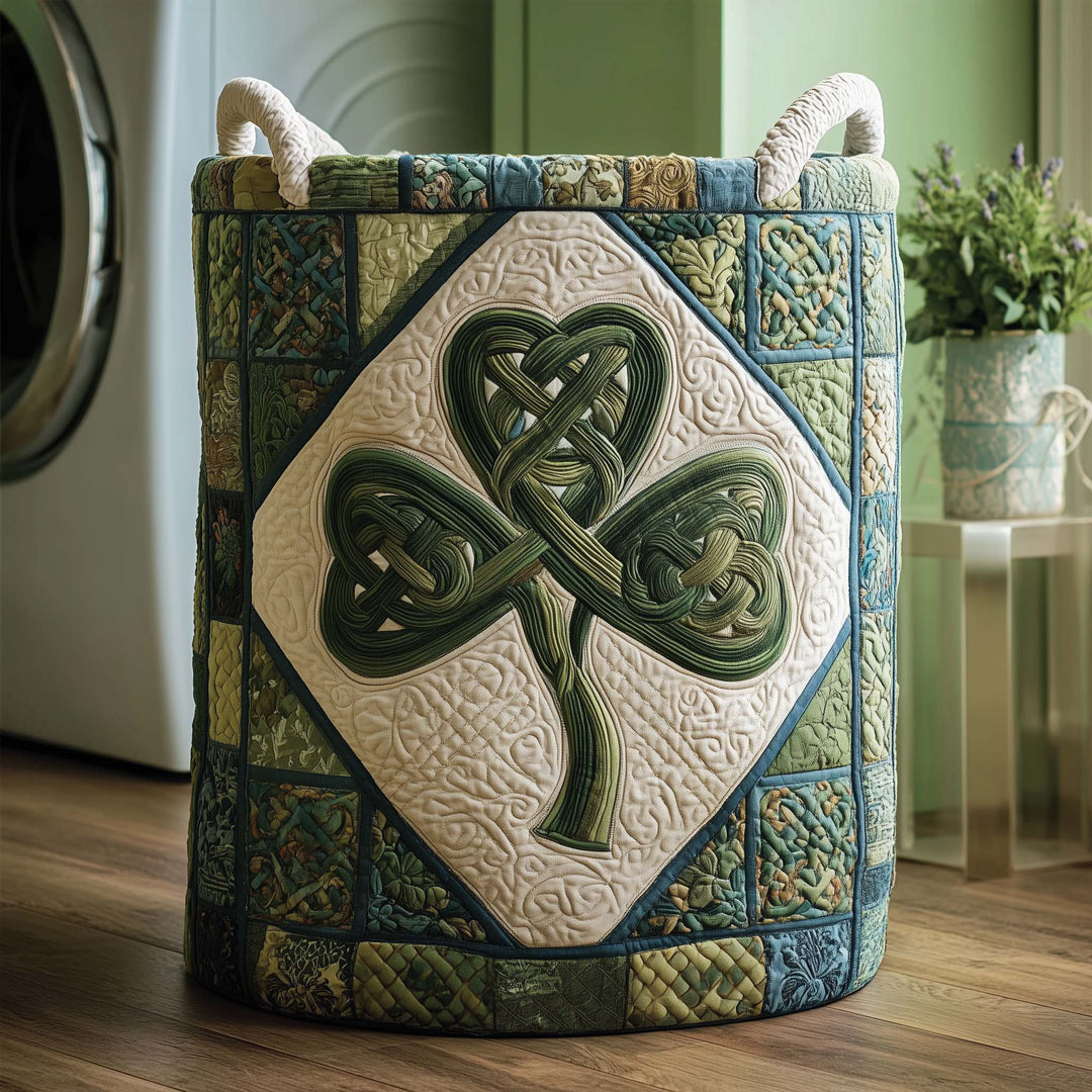 Knotted Clover Quilted Laundry Basket