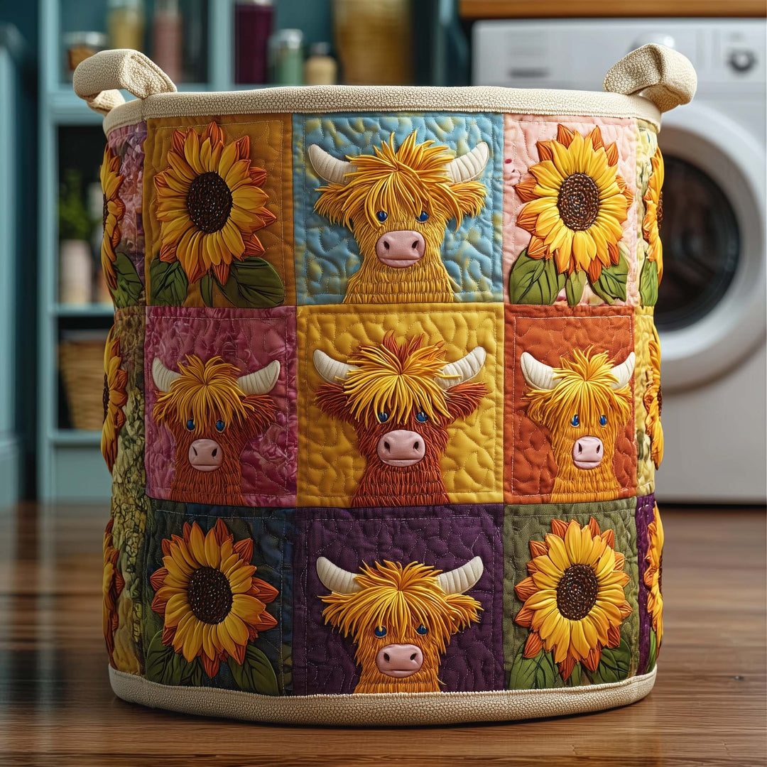 Embroidered Sunflower Laundry Hamper
