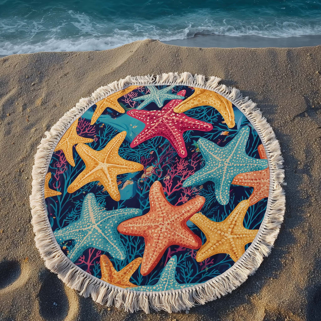 Serviette de Plage Ronde Tropical Vibes