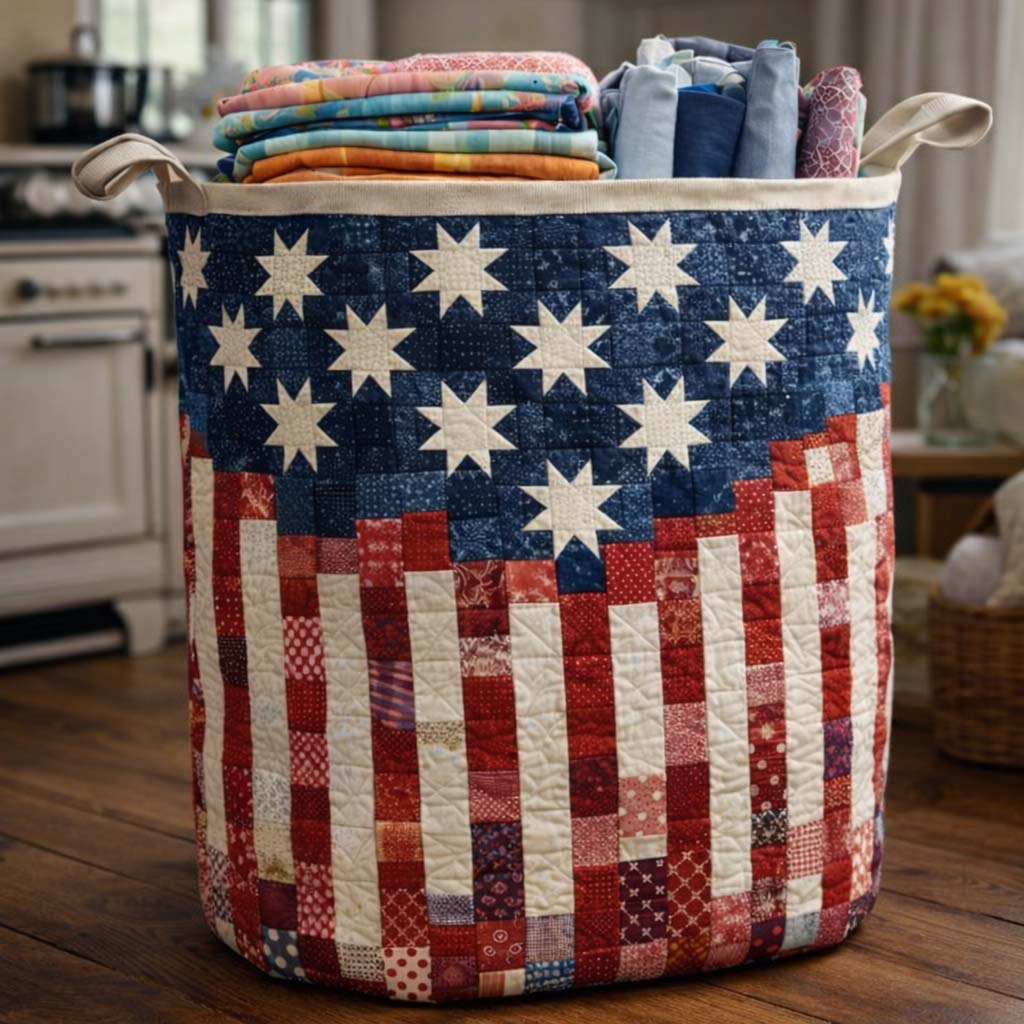 Liberty Star Quilted Laundry Hamper