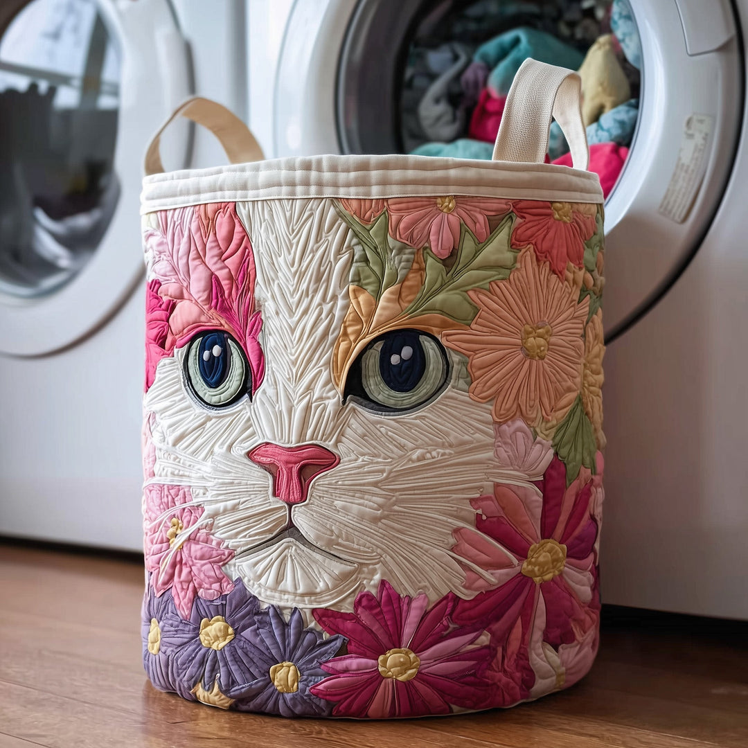 Catitude Quilted Laundry Basket