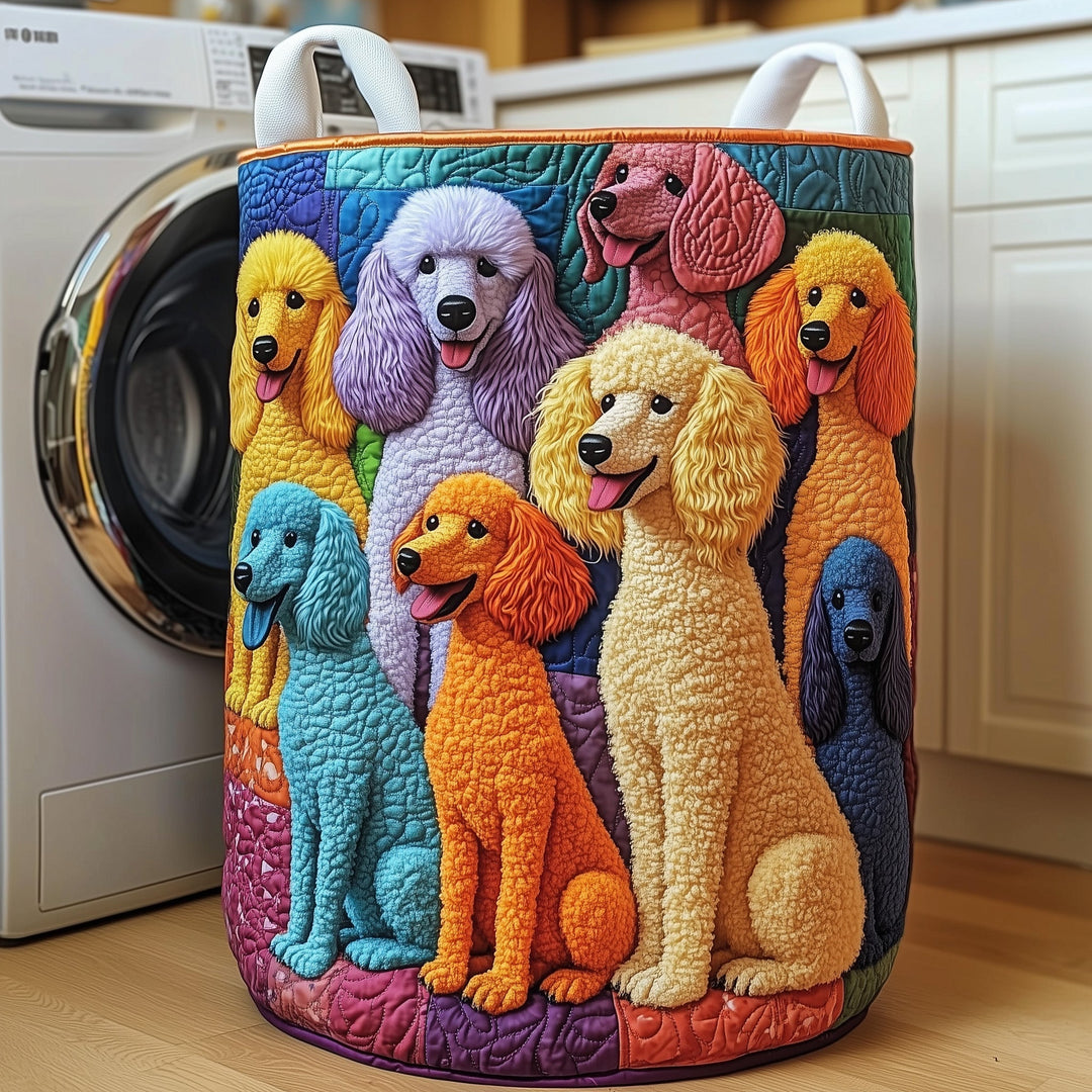 Quilted Poodle Laundry Basket