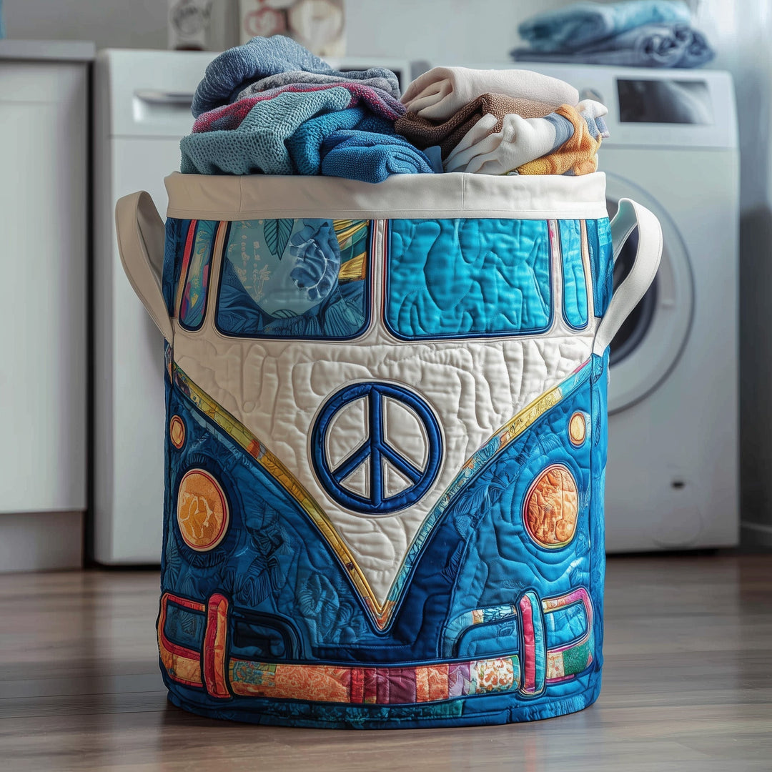 Van Hippie Quilted Laundry Basket