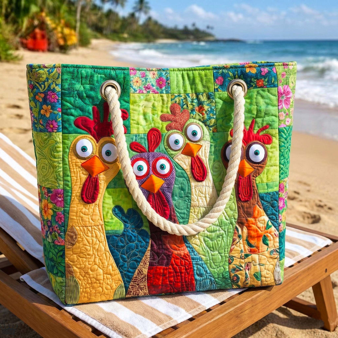 Quilted Beach Bag Funky Chicken