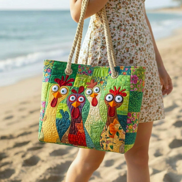 Quilted Beach Bag Funky Chicken