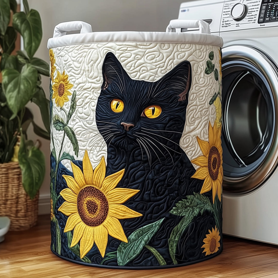 Quilted Sunflower Cat Laundry Hamper