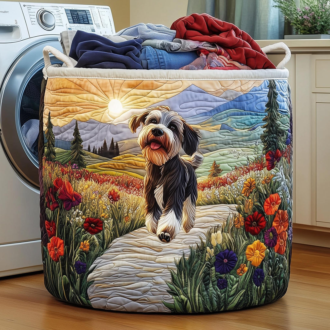 Charming Quilted Schnauzer Laundry Hamper