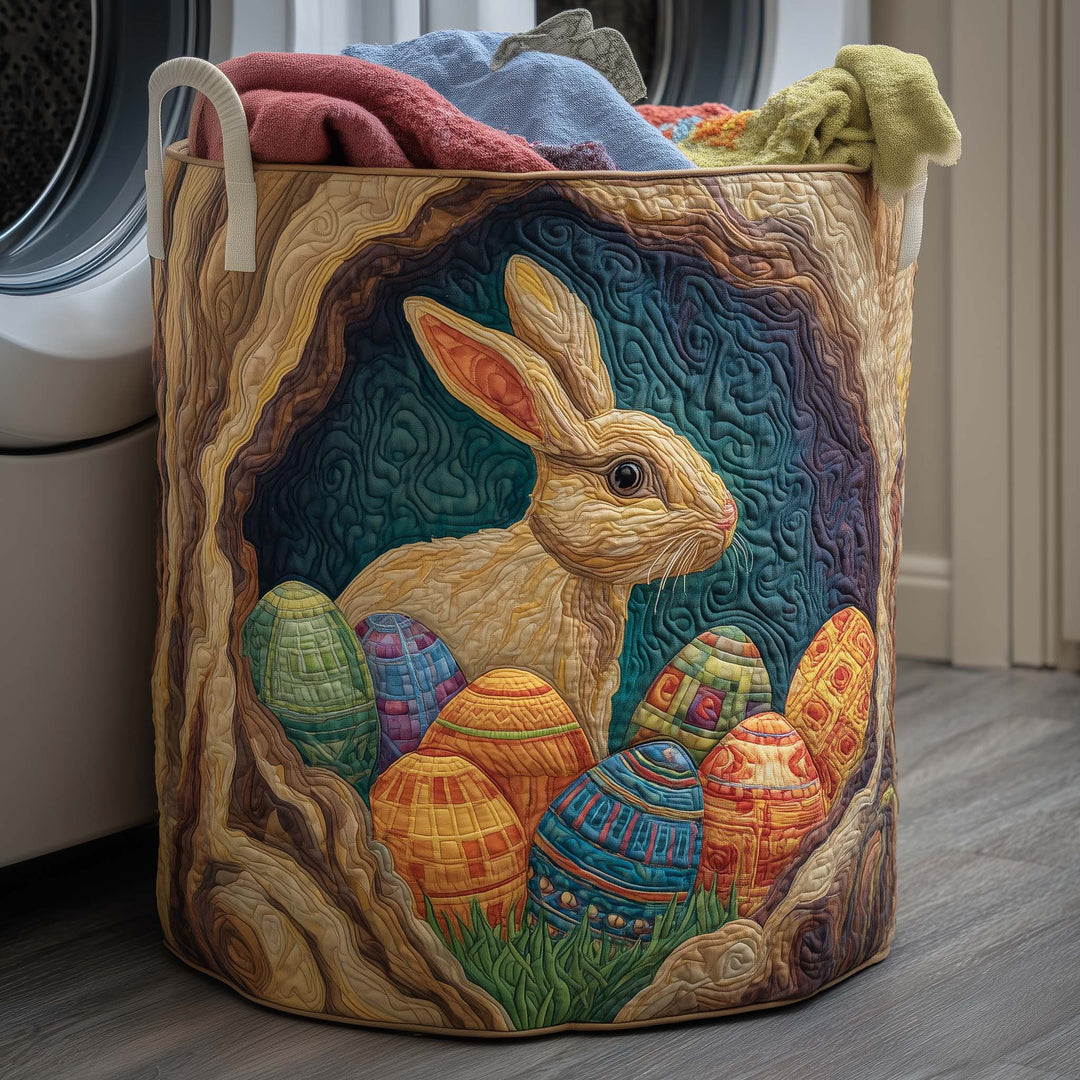 Quilted Laundry Basket with Easter Bunny Design